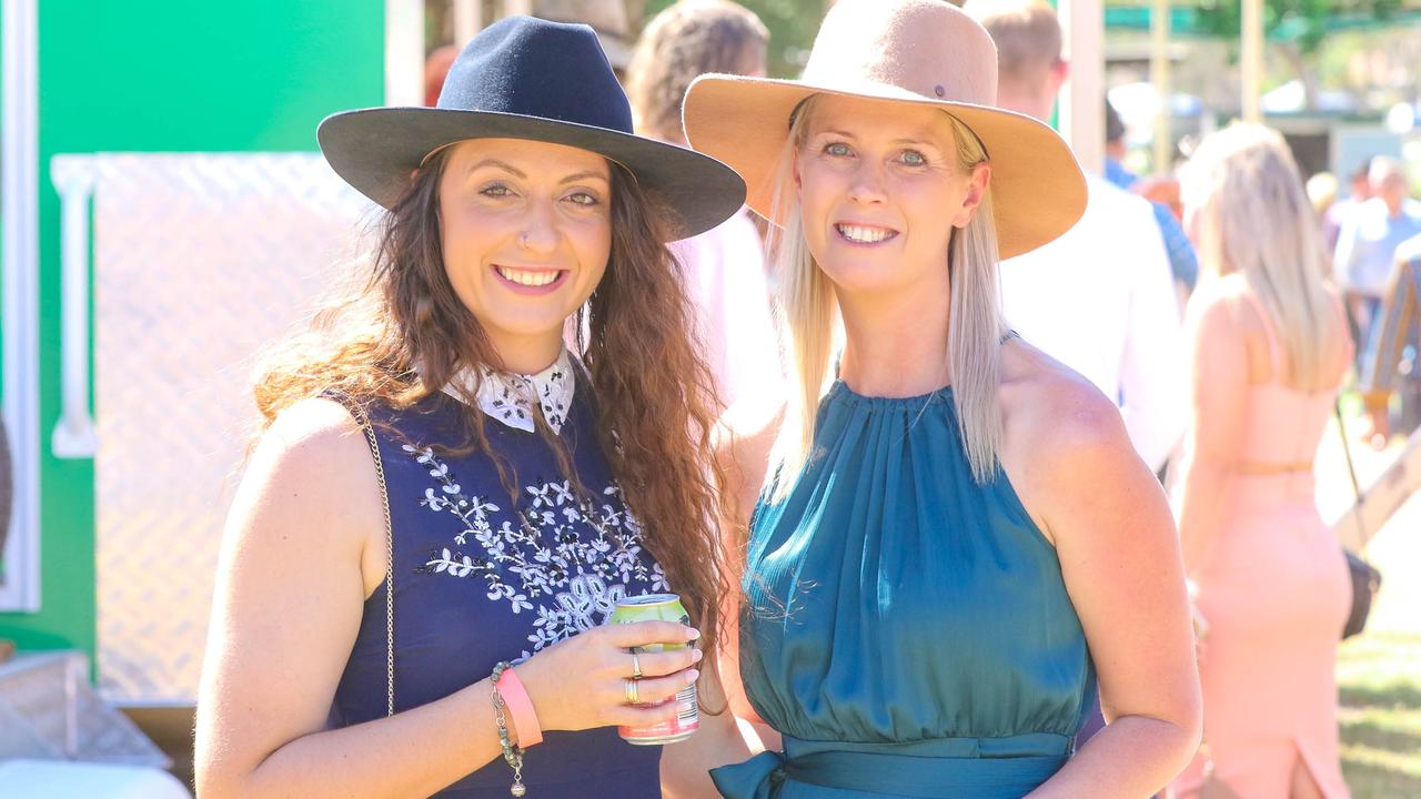 Nikita Kruger(L) and Ashley Gilles  enjoying the Adelaide River Races.Picture:Glenn Campbell