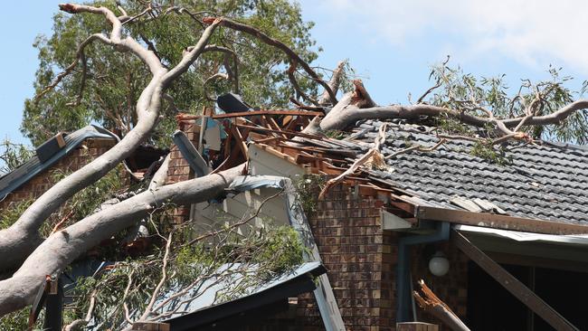 Damage to a house in Helensvale following the storm on Christmas night in 2023. Picture: Glenn Hampson.