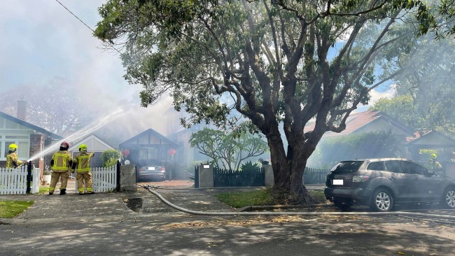 Emergency crews were called to North Willoughby at about 9:30am on Saturday following reports a Hollywood Crescent home was fully engulfed in flames. Picture: NCA.