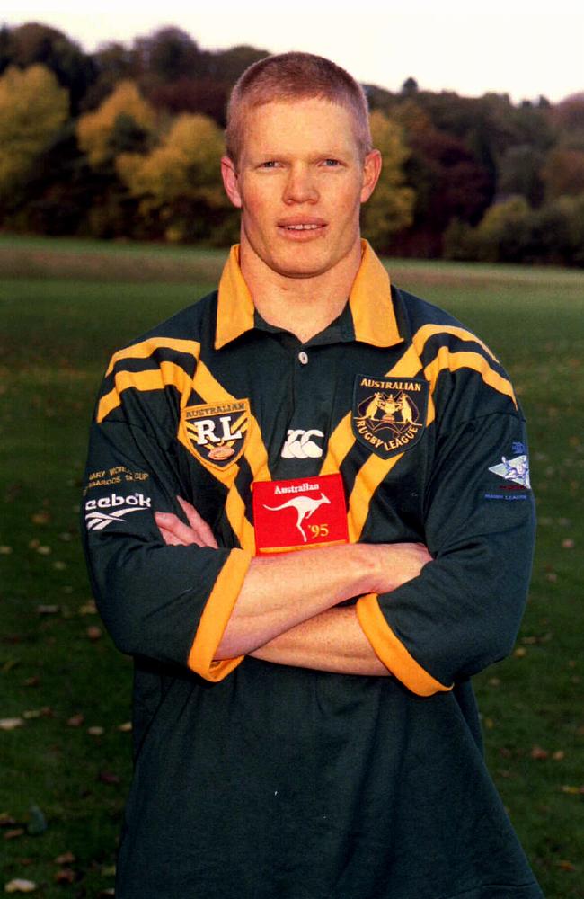 Australia Kangaroos RL player Brett Dallas in England in 1995. Picture: Andrew Darby