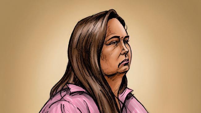 A handout sketch received from the Supreme Court of Victoria on April 29, 2025 shows Erin Patterson, an Australian woman accused of murdering three people with a toxic mushroom-laced beef Wellington, as she faces trial in a case that has grabbed global attention. Patterson, 50, who will be tried in the Latrobe Valley Law Courts in Morwell, south of Melbourne, is charged with three murders -- including both of her parents-in-law -- and one attempted murder. She has pleaded not guilty to all counts. (Photo by Paul Tyquin / SUPREME COURT OF VICTORIA / AFP) / RESTRICTED TO EDITORIAL USE - MANDATORY CREDIT 