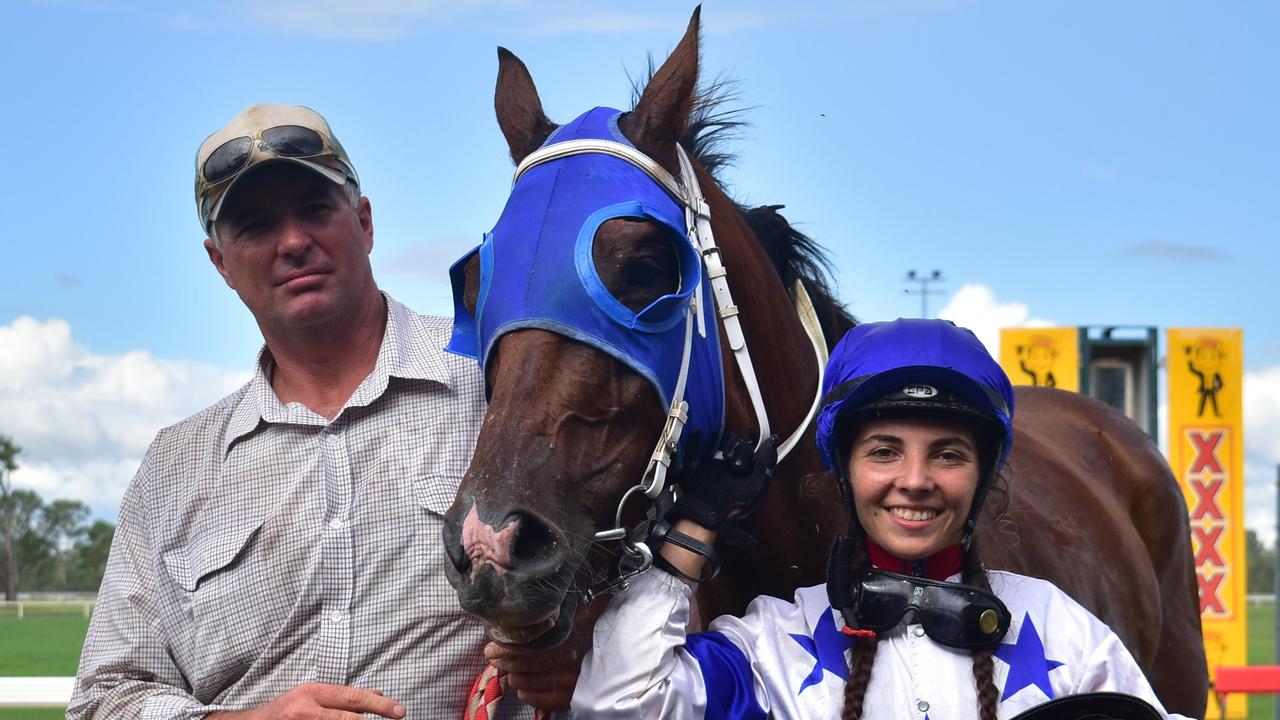 Dakota Graham rides to victory on Bevan Johnson's Fab's Cowboy in the Bendemere Constructions 1000m Bendemere Cup Open Plate.