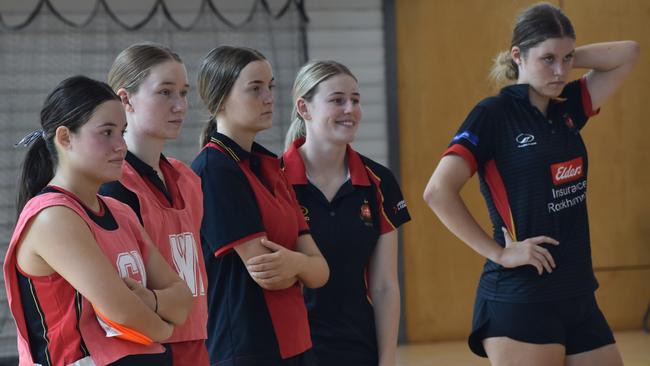 Former Australian Diamonds star Sharni Norder ran coaching clinics for Rockhampton Grammar School netballers.