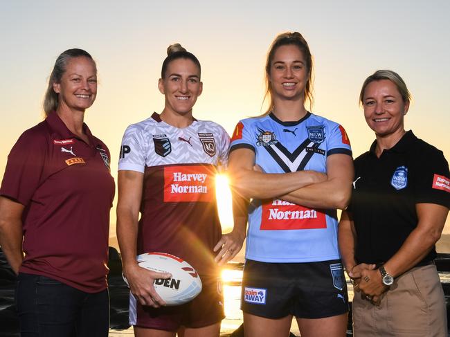 Women's State of Origin Rugby League , NSW: Kezie Apps (captain), Kylie Hilder (coach), QLD: Ali Brigginshaw (captain), Tahnee Norris (coach), Please credit: NRL Photos: Nathan Hopkins