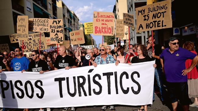 Residents of Barcelona protest against tourism. Picture Josep Lago / AFP