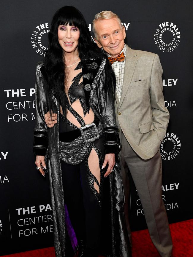 With fashion designer Bob Mackie. Picture: AFP