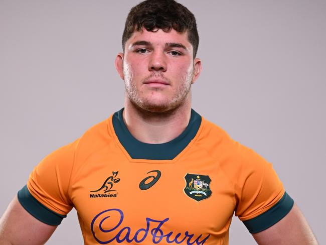 BRISBANE, AUSTRALIA - AUGUST 05: Carlo Tizzano poses during an Australia Wallabies Portrait Session on August 05, 2024 in Brisbane, Australia. (Photo by Matt Roberts/Getty Images for ARU)