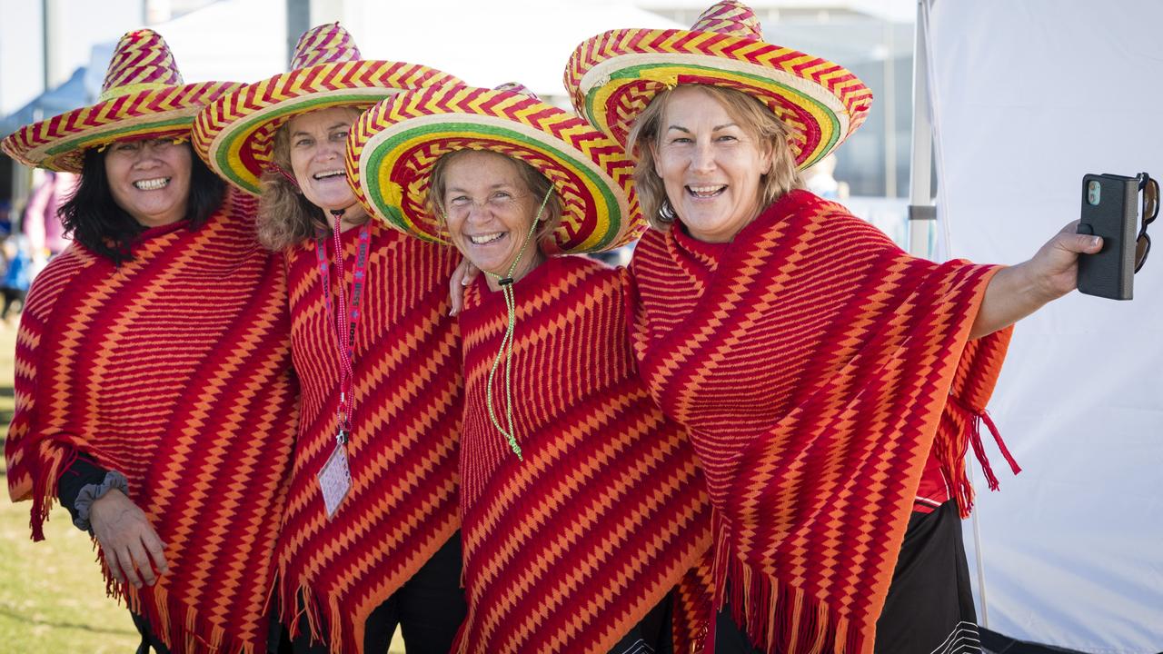 Members of Team Rockhampton (from left) Sharon Connor, Judy Milner, Tanya Christensen and Helen Kennedy at the 2023 Hockey Queensland Womens Masters State Championships.