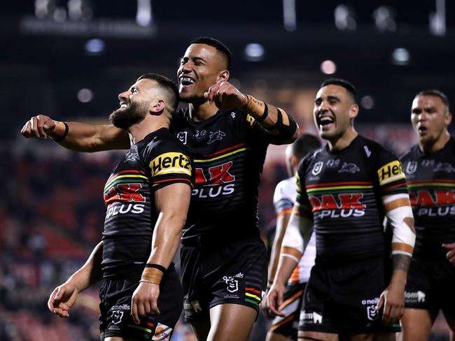 Penrith's Josh Mansour (L) is the keeper of the penalty dice. Picture: Phil Hillyard