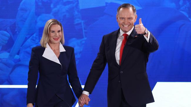 Karol Nawrocki with his wife Marta in Warsaw. Picture: Getty Images