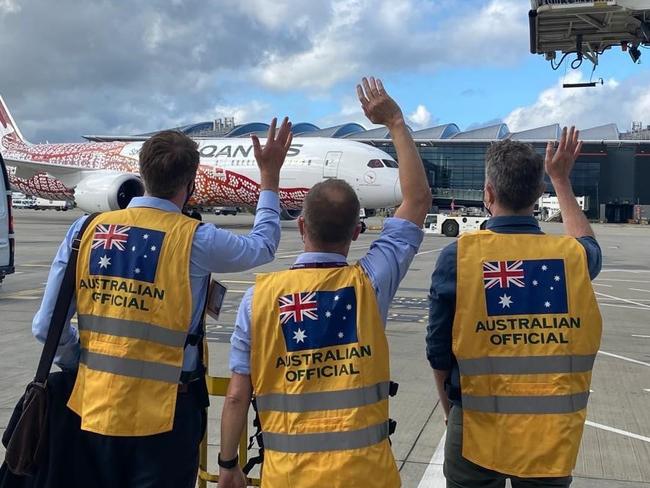 The Qantas flight departed London’s Heathrow Airport yesterday. Picture: Supplied