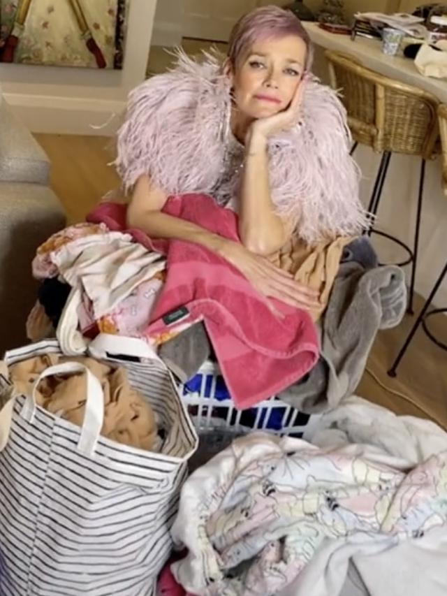 Jessica Rowe has taken to TikTok to share her very relatable laundry pile. Picture: TikTok/Crap House Wife.