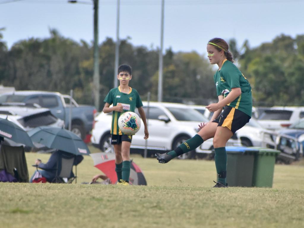 Elisha Holdsworth in the Whitsunday and Mackay Lions under-13/14s soccer match at Mackay Football Park, August 28, 2021. Picture: Matthew Forrest