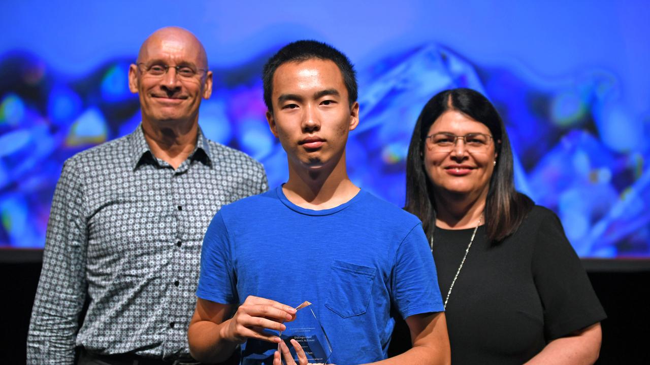 William Chen receiving a award at the QCE Awards presentation. Picture: AAP/John Gass