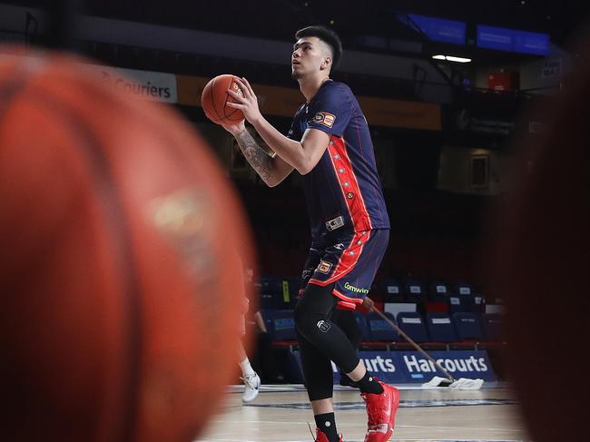 Kai Sotto showed signs of promise in limited minutes off the bench. Picture: Sarah Reed/Getty Images