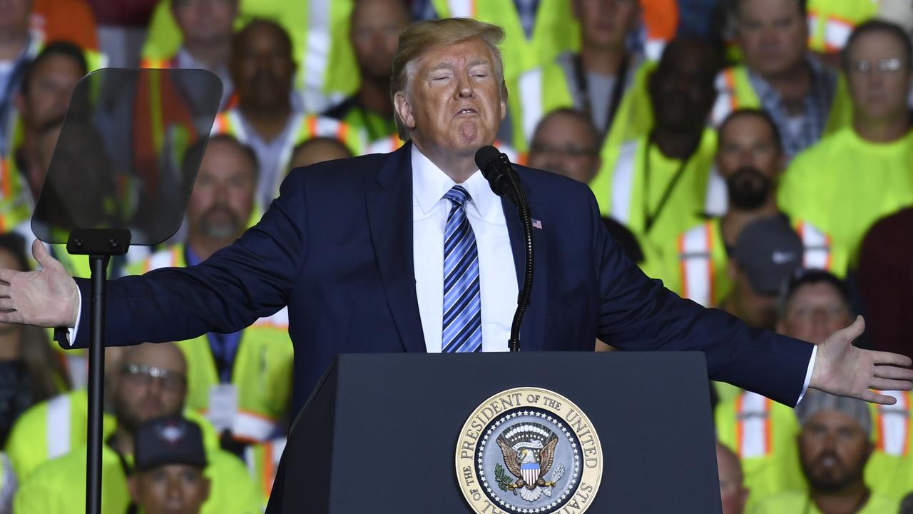 Donald Trump speaking in Pennsylvania today. Picture: AP/ Susan Walsh