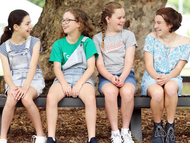 SUNDAY TELEGRAPH - Pictured in Surry Hills today are finalists in OriginÃs Little Big Idea - Australia's Top 12 young inventors Competition, (L-R) Claire Hinchliffe (10), Hannah Sistrom (11), Indiana Maguire (10) and Caitlyn Whitbread (13). Picture: Tim Hunter.