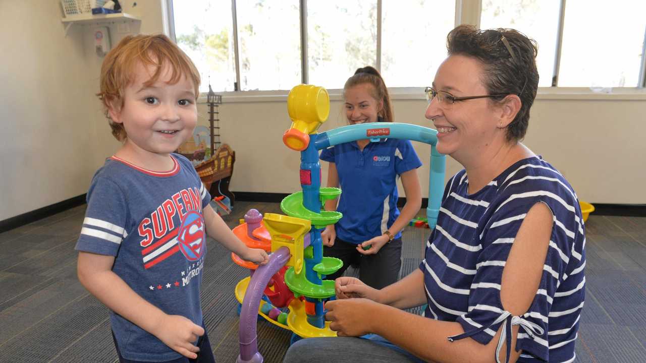 PLAYING AROUND: Jaxon with his mum Lynette, his favourite learning facilitator. Picture: Rhylea Millar