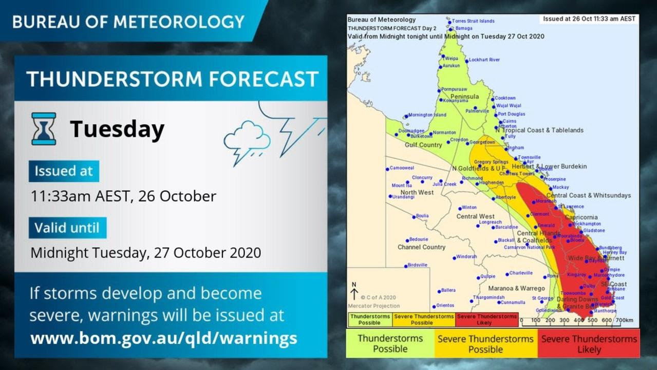 The Bureau of Meteorology have forecast potential for thunderstorms