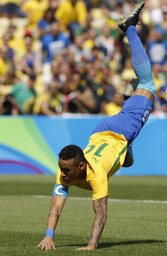 Neymar celebrates his opening goal.