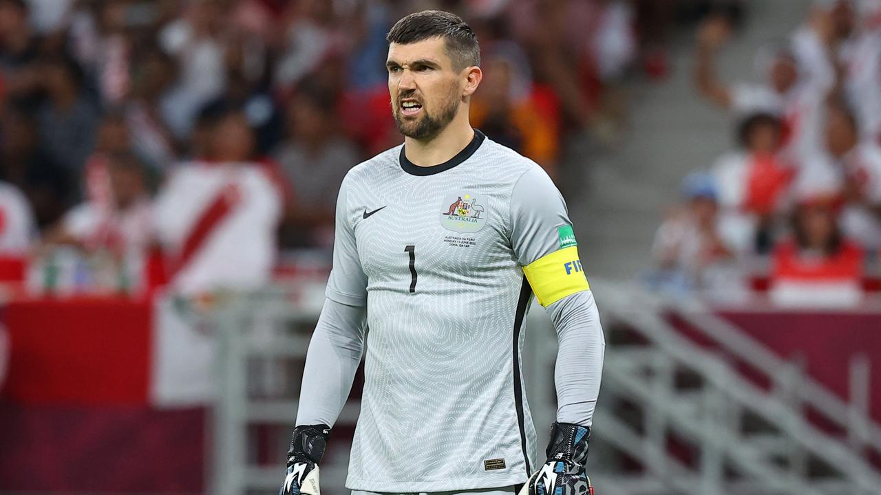 Mat Ryan has been dropped to the bench by new Socceroos coach Tony Popovic. Picture: Karim Jaafar/ AFP