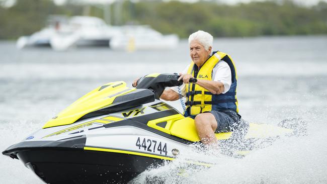 Free: Dawn Fraser is happy with the single life - and a bit of high-speed fun on the water. Picture: Lachie Millard.