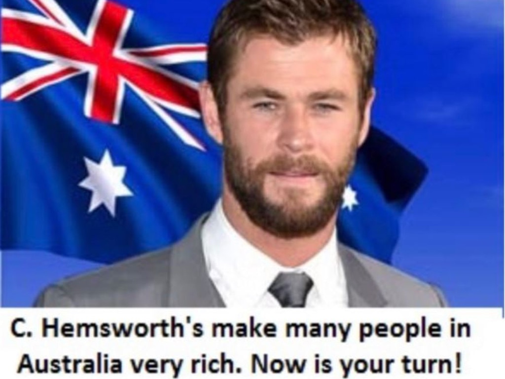 Chris Hemsworth is a regular feature in grammatically incorrect scam advertisements you may have seen on the internet.