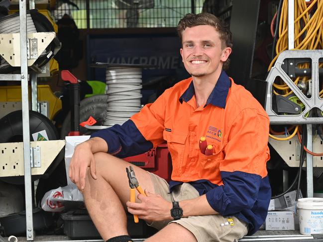 10/3/21. Luke Charlton is a first year electrical apprentice employed by NECA and hosted by Rawson Electrical. The story is about where people can find jobs if they lose work after JobKeeper ends. Picture: Keryn Stevens