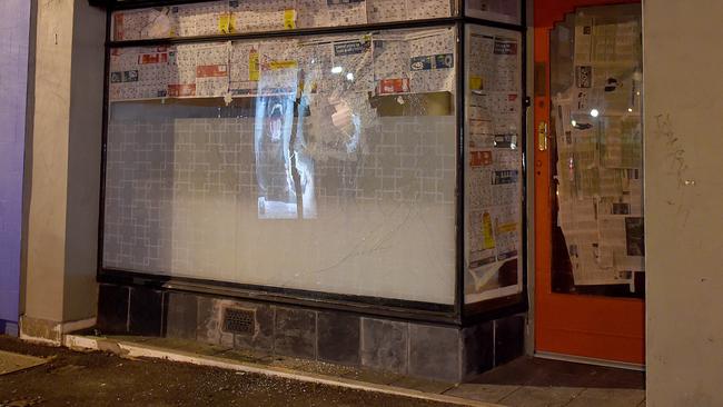 A Molotov cocktail was thrown through the window of a City Road South Melbourne Shop. The shop is undergoing renovations and due to open as a tattoo parlour. Picture; Nicole Garmston