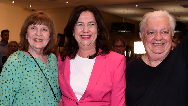 Queensland Premier Annastacia Palaszczuk on election night last year with her parents Henry and Lorelle. Picture: NCA NewsWire / Dan Peled