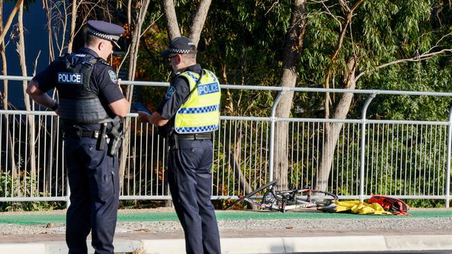 Police at the scene of the accident on Flagstaff Rd, near Hyland Ave, in Darlington last month. Picture Brenton Edwards