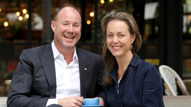 PwC CEO Luke Sayers with his wife Cate in Melbourne. Picture: Stuart McEvoy.