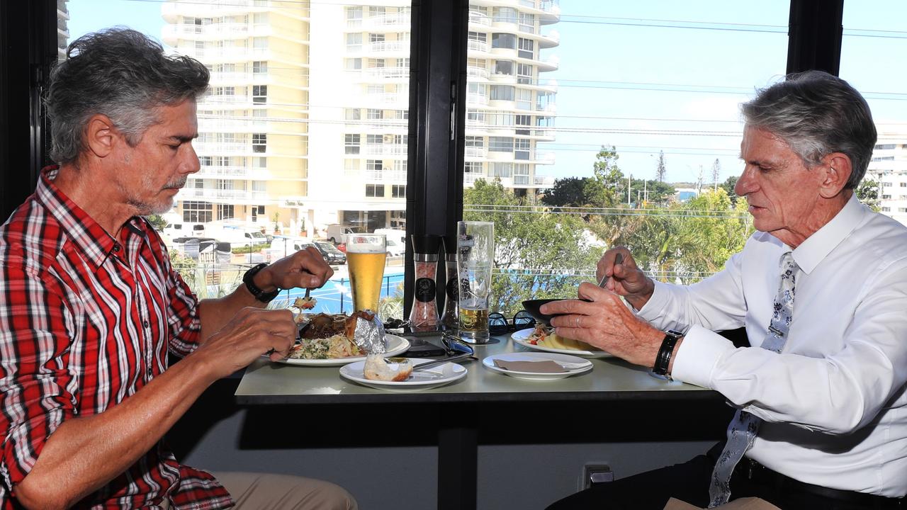 Gold Coast lawyer Chris Nyst sits down with journalist Greg Stolz. Picture: Scott Powick