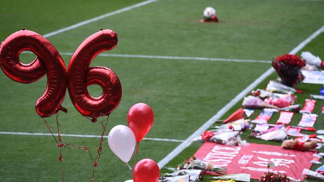 Tributes for the 96 people who died in the Hillsborough tragedy.