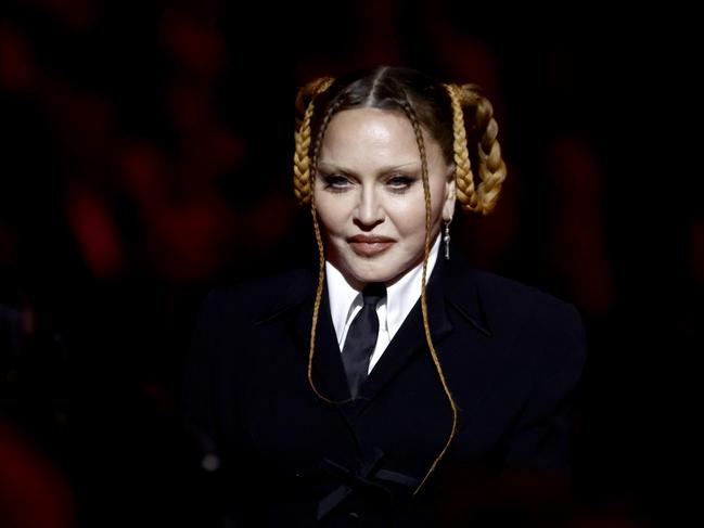 LOS ANGELES, CALIFORNIA - FEBRUARY 05: (FOR EDITORIAL USE ONLY) Madonna speaks onstage during the 65th GRAMMY Awards at Crypto.com Arena on February 05, 2023 in Los Angeles, California. (Photo by Frazer Harrison/Getty Images)