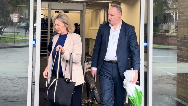 Daniel Lewkovitz leaving Waverley Local Court with high-profile barrister Margaret Cunneen SC on Thursday.