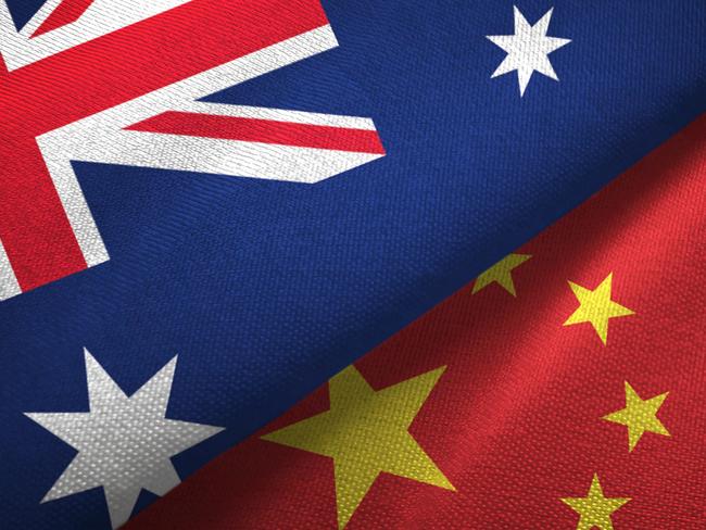 China and Australia flag together realtions textile cloth fabric texture