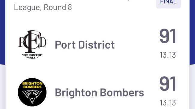 Port District and Brighton played out two A Grade draws on Saturday. Picture: Play HQ