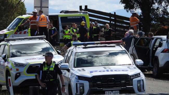 A truck and a train â with more than 50 passengers on board who had to evacuate â have collided in Kilmany, leaving people having to catch buses as an alternative. Picture: LVI&CA