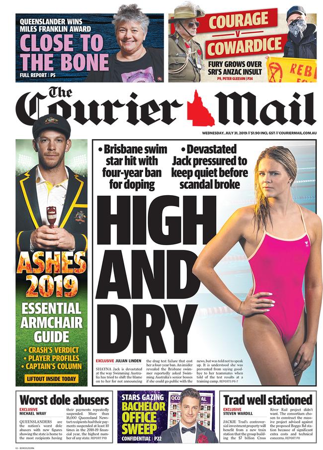 The Courier-Mail front page for July 31, 2019