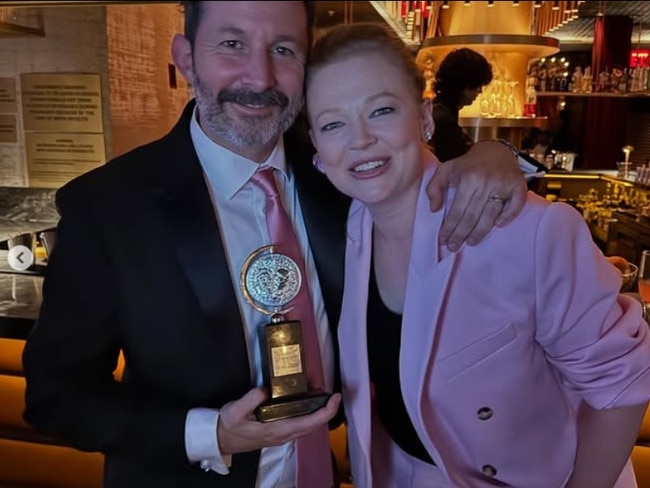 Sarah Snook with husband David Lawson. Picture: Instagram