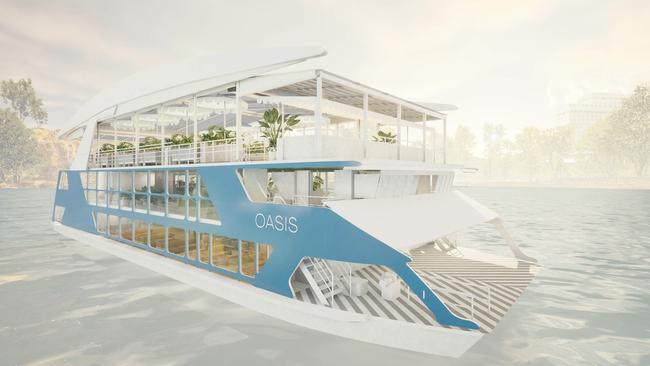 An artist’s impression of the Oasis coming soon to the Brisbane River. Photo: Supplied.