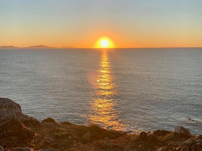 Mackay resident Marina was at Lamberts Beach at sunrise this morning where she and two others spotted a mother humpback whale and her calf. Picture: Contributed