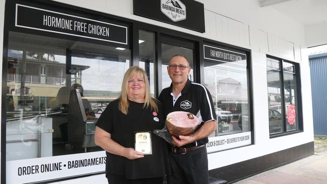 Wendy Nucifora, Mark Nucifora and Salvatore 'Tootie' Nucifora of Babinda Meats, celebrate more than three decades serving the Far North community, and winning first place in the FNQ division of the Sausage King competition. Photo: Catherine Duffy.