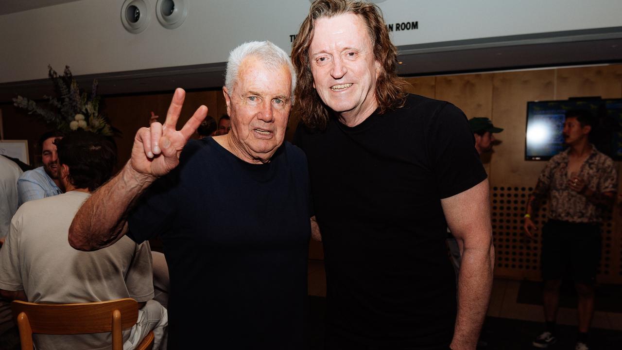 Braithwaite with OG red Wiggle Murray Cook who has remixed his hit One Summer. Picture: Jess Gleeson