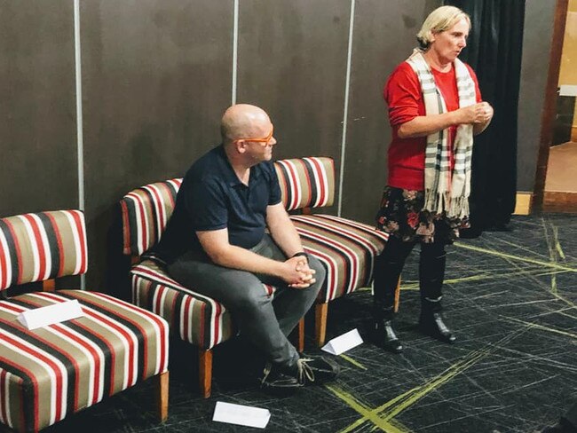 The Greens’ candidate Alex Van Vucht (left) and Annemarie Christie at the candidate’s forum she hosted at the Ettamogah Hotel. 