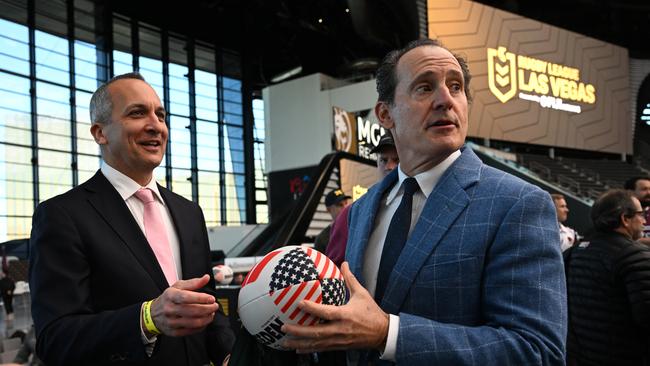 NRL chief executive Andrew Abdo at the official launch in Las Vegas. Picture: Grant Trouville