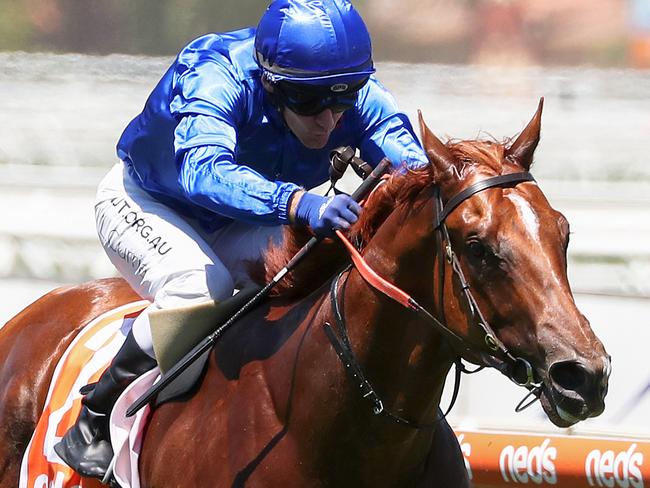 MELBOURNE, AUSTRALIA - JANUARY 25:  Jockey Luke Currie rides Hanseatic during Race 3, Neds Blue Diamond Preview during Melbourne Racing at Caulfield Racecourse on January 25, 2020 in Melbourne, Australia. (Photo by George Salpigtidis/Getty Images)