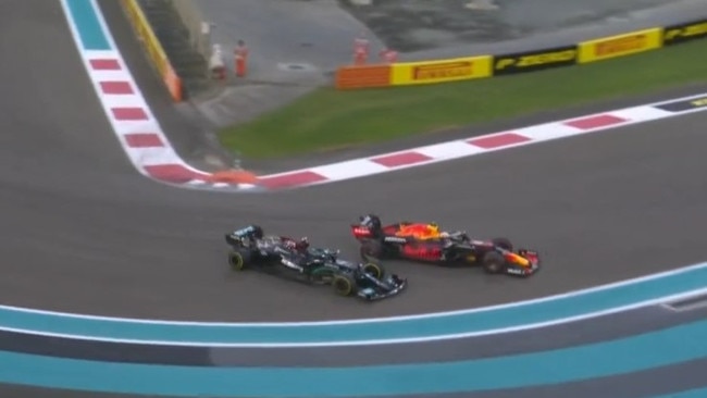 Verstappen and Hamilton came to blows. Photo: Fox Sports