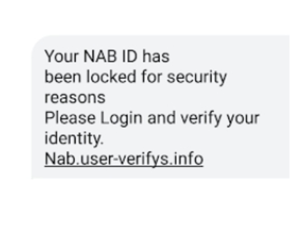 Scam text messages sent claiming to be from the NAB.